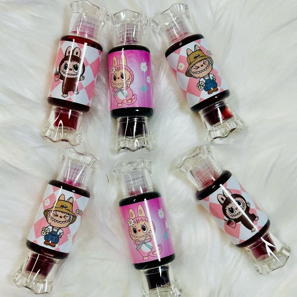 Cute Labubu Character Lip Stain Set - Pink & Red